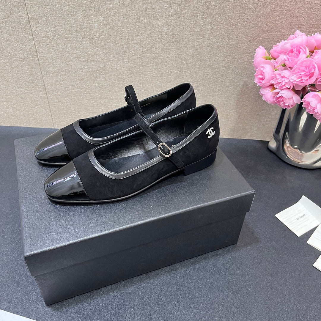 Black Suede MJ Ballerinas