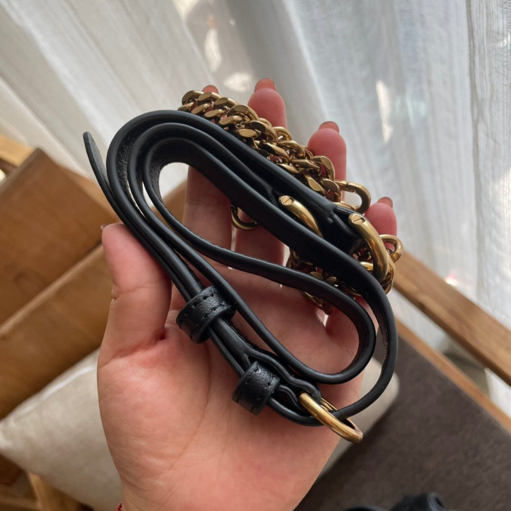 Black TK quilted small satchel