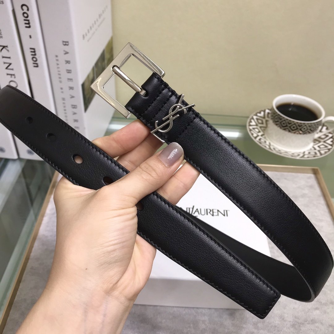 Silver embellished leather belt