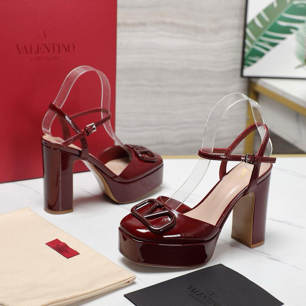 Burgundy 115mm Platform Pumps
