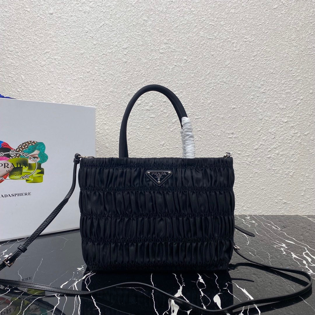 Black nylon tote bag