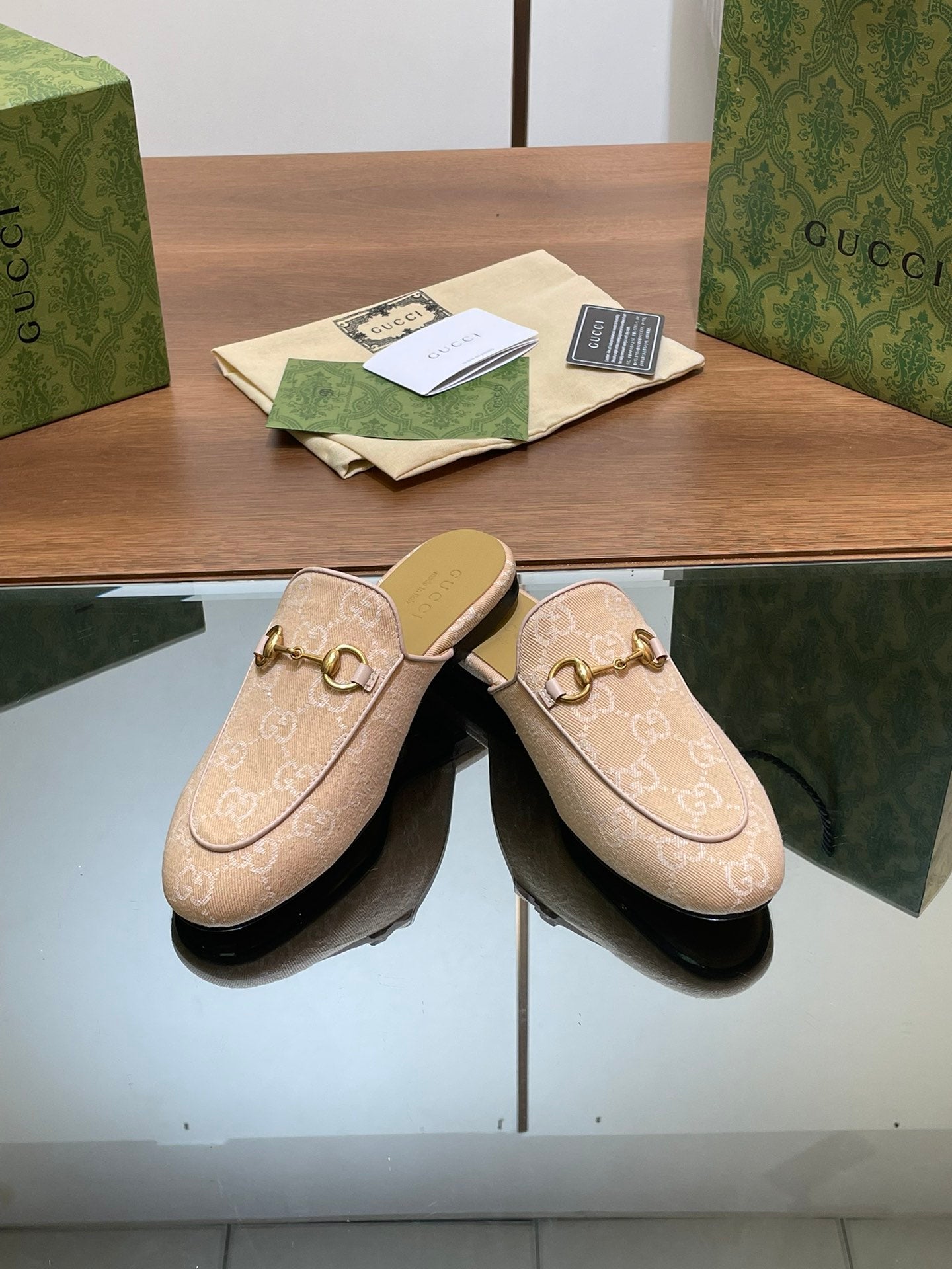 Yellow GG Denim GJ Princetown Slipper