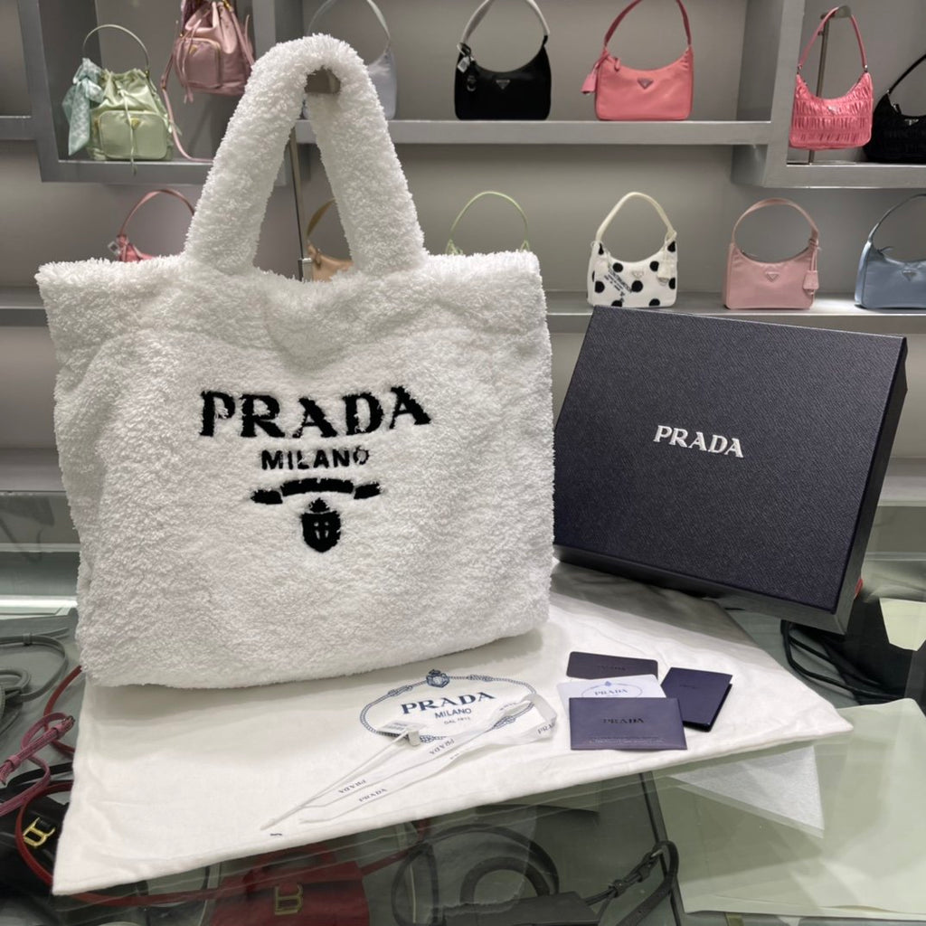 White & Black terry tote bag