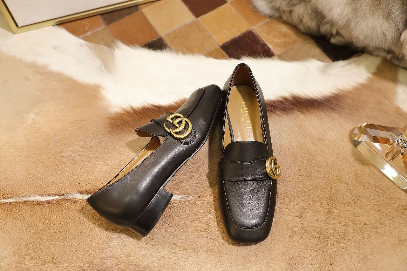 Black GM leather loafers