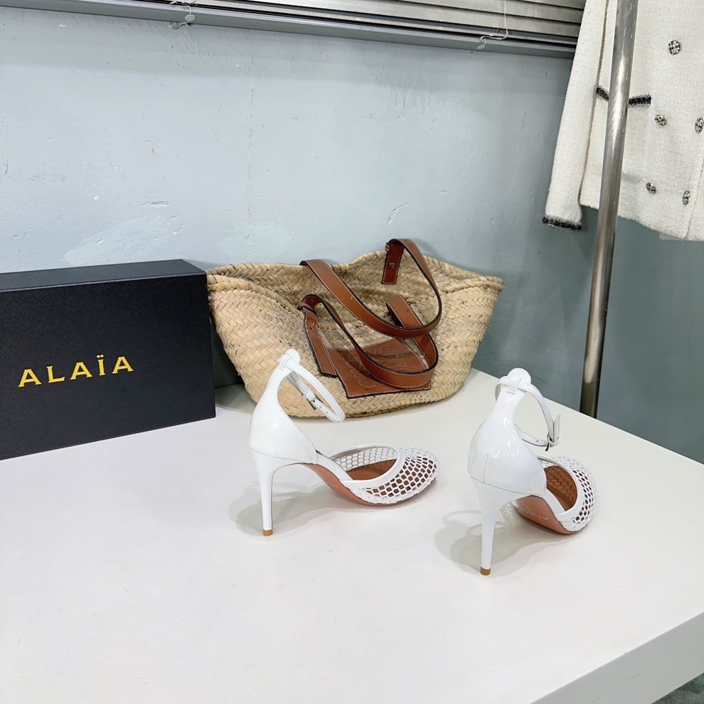 White High Fishnet Pumps