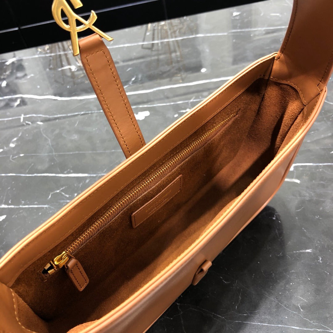 Brown crocodile SL leather shoulder bag