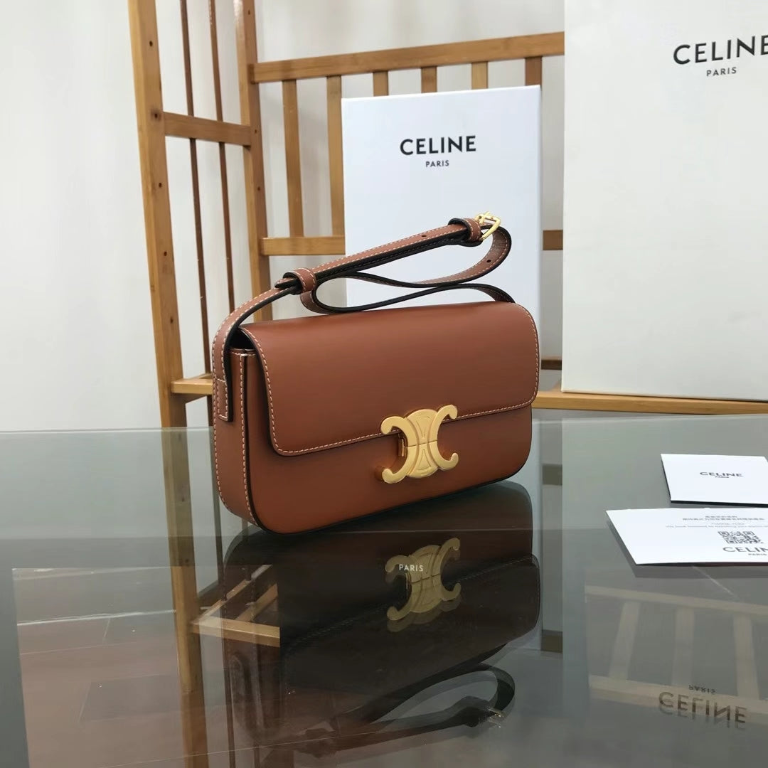 Tan triomphe shoulder bag