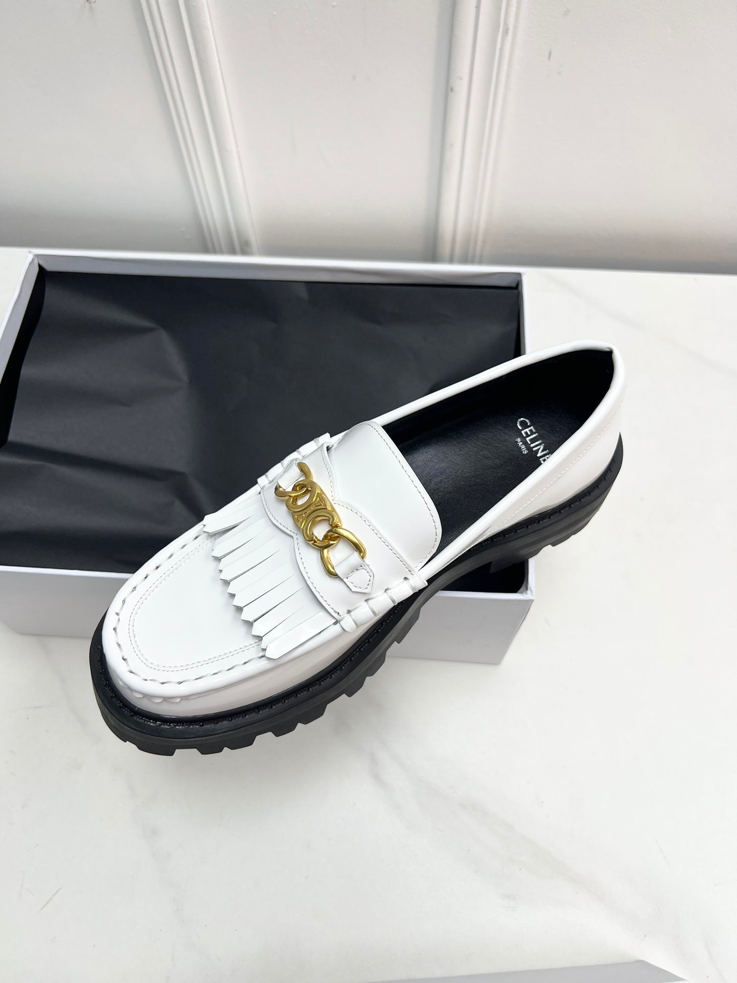 White CM Loafer With Tassels