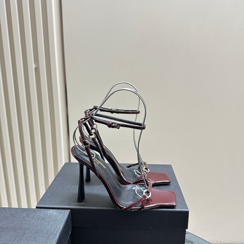 Deep Bordeaux YN Sandals In Patent Leather
