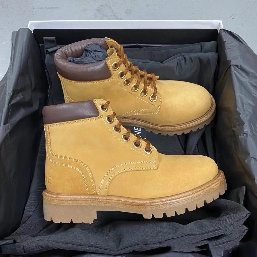 Light tan high lace-up boot