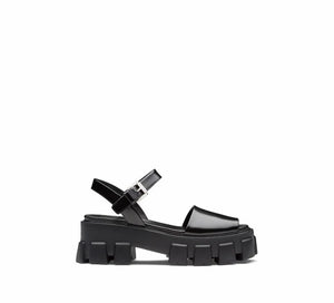 Black PM brushed leather sandals