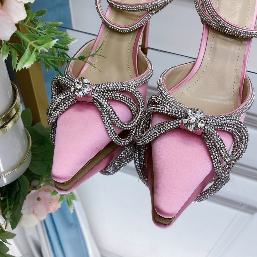 Pink double bow pumps