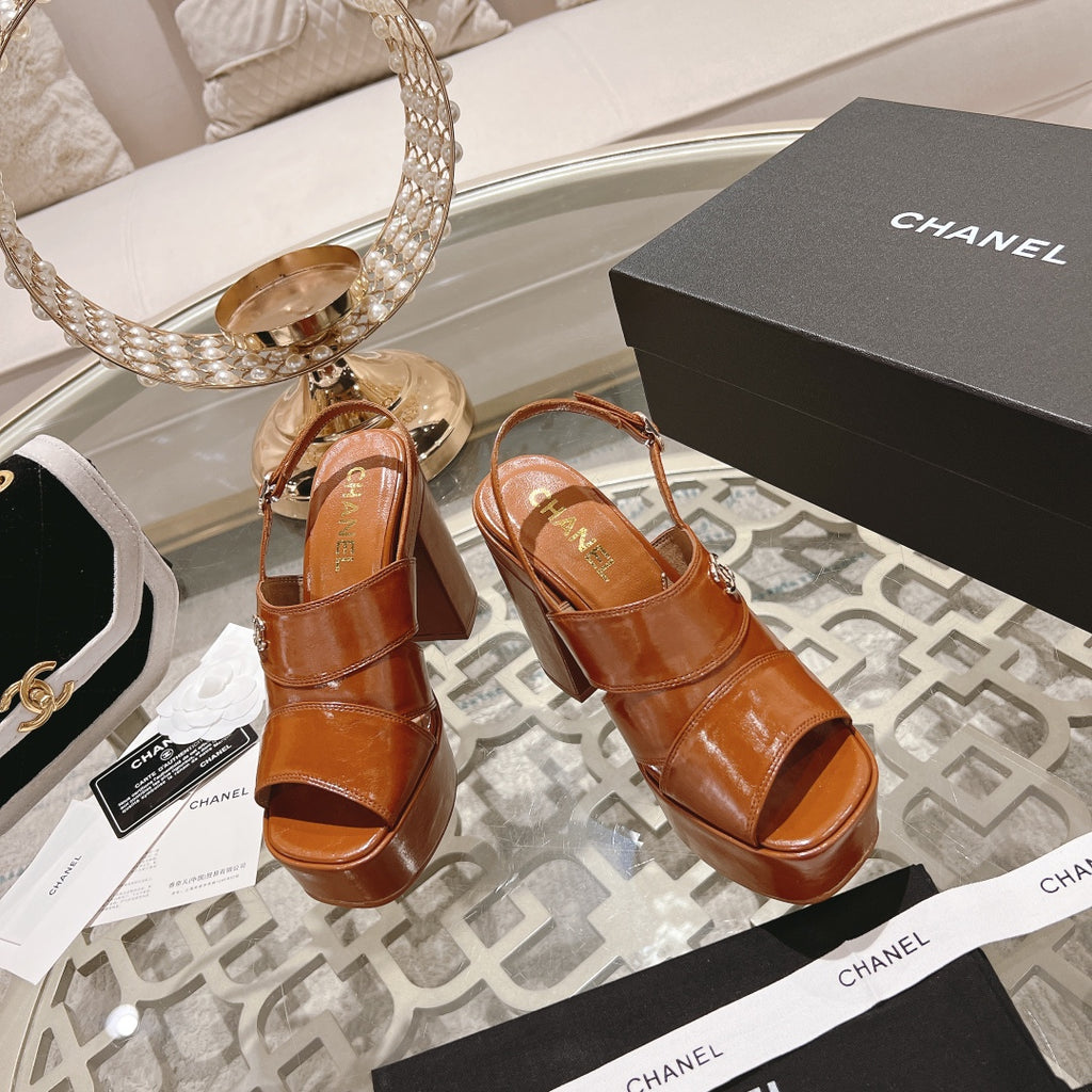 Light Brown C Patent Sandals