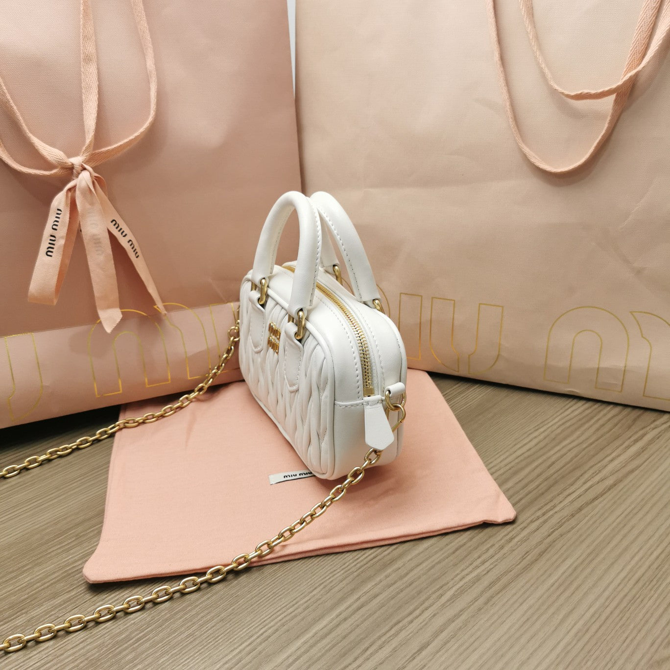 White AM Leather Mini-Bag