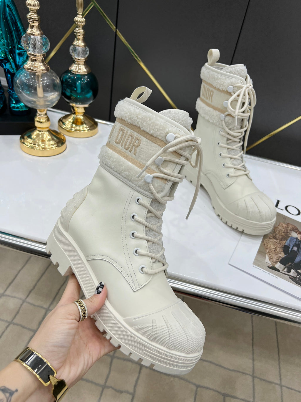 White DM ankle boot