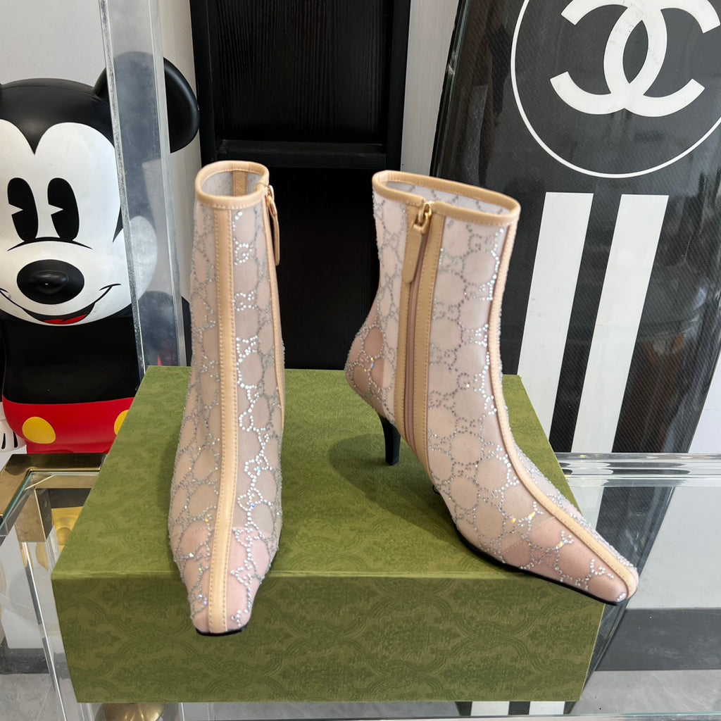 Rose Beige Mid-Heel Boot