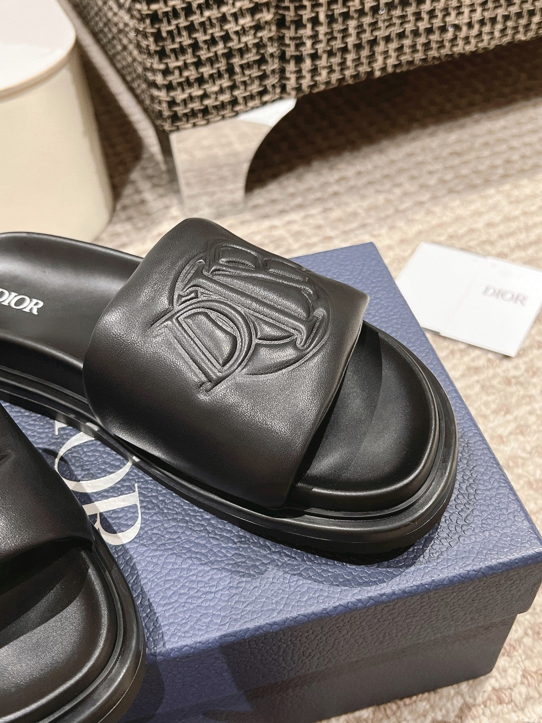 Black Quilted Smooth Leather DA Sandal