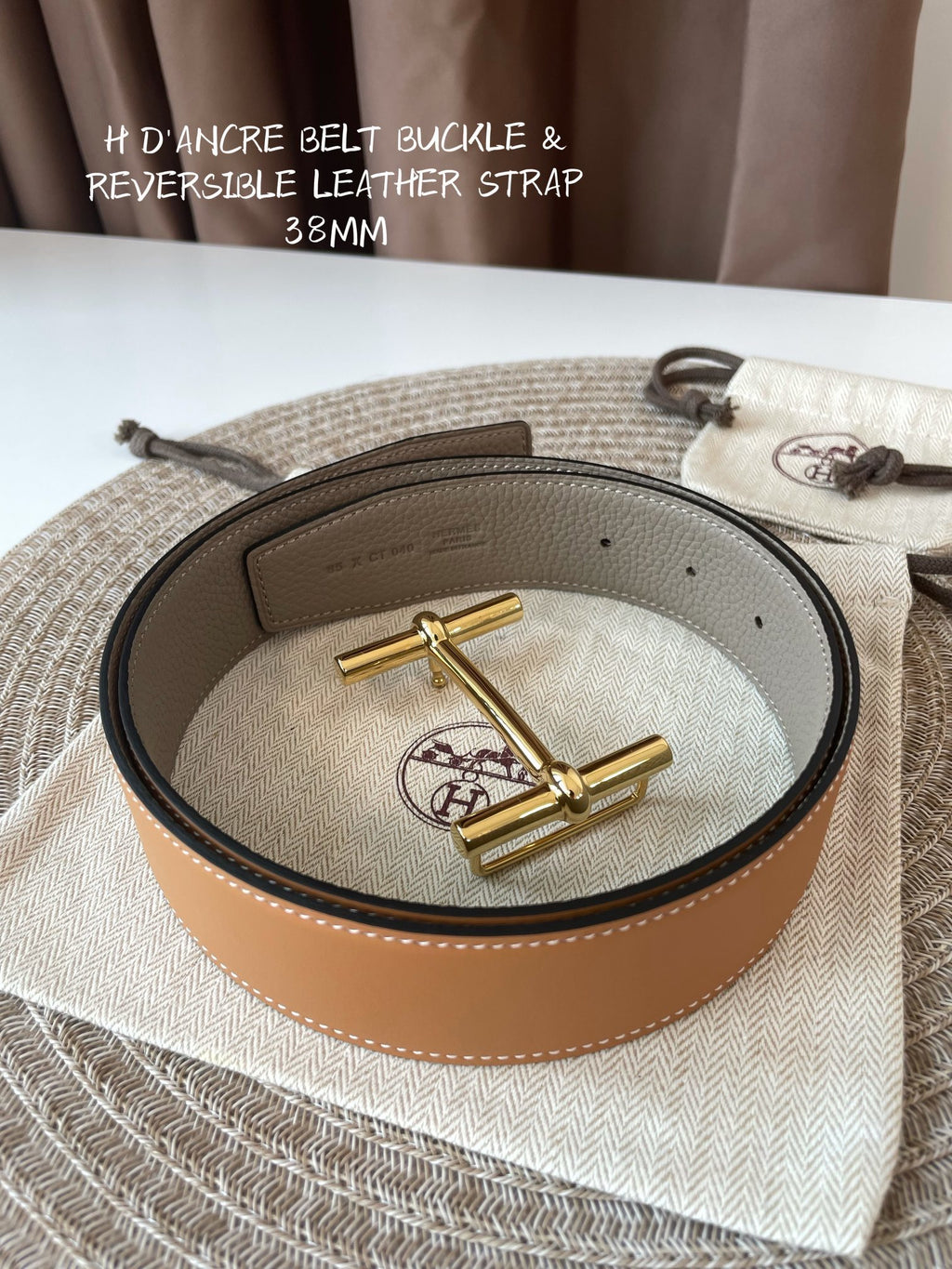Brown HD gold belt buckle & leather strap