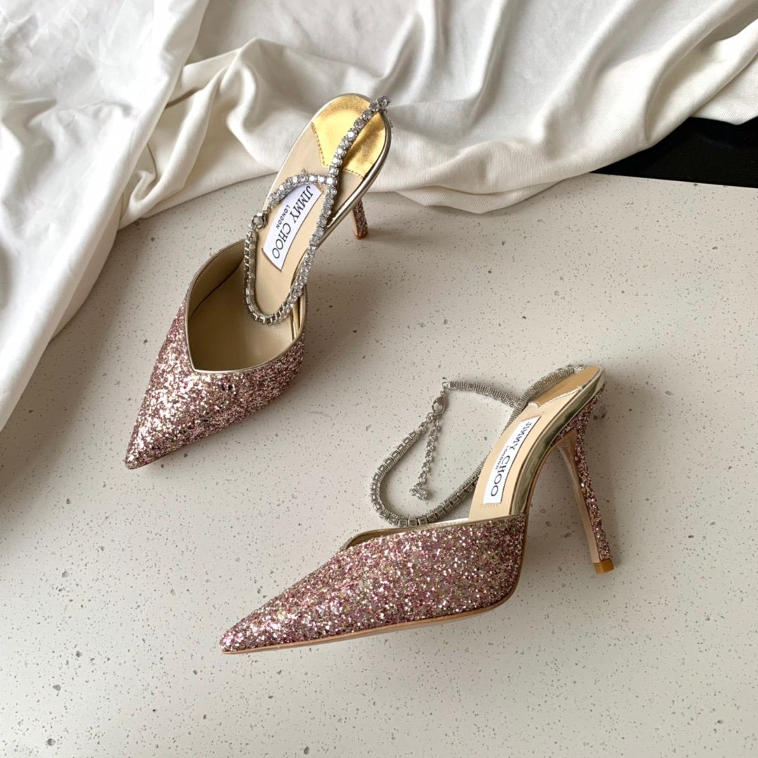 Rose coarse glitter JS pumps