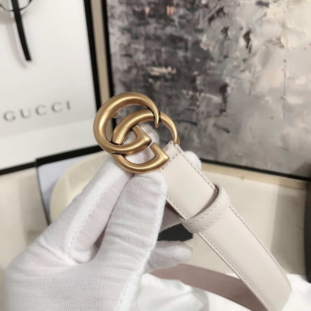 White G leather belt 25 mm