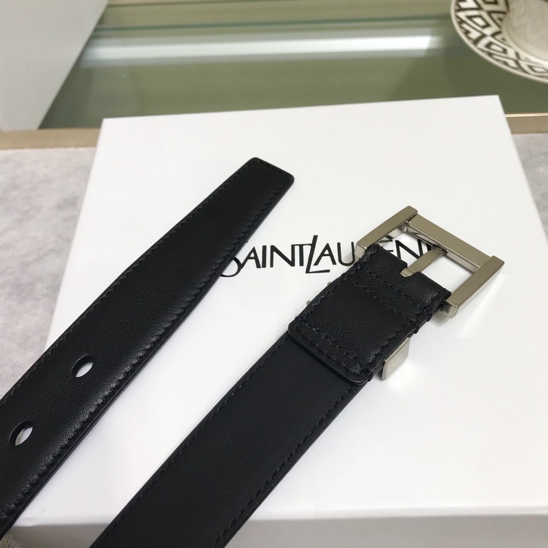 Silver embellished leather belt