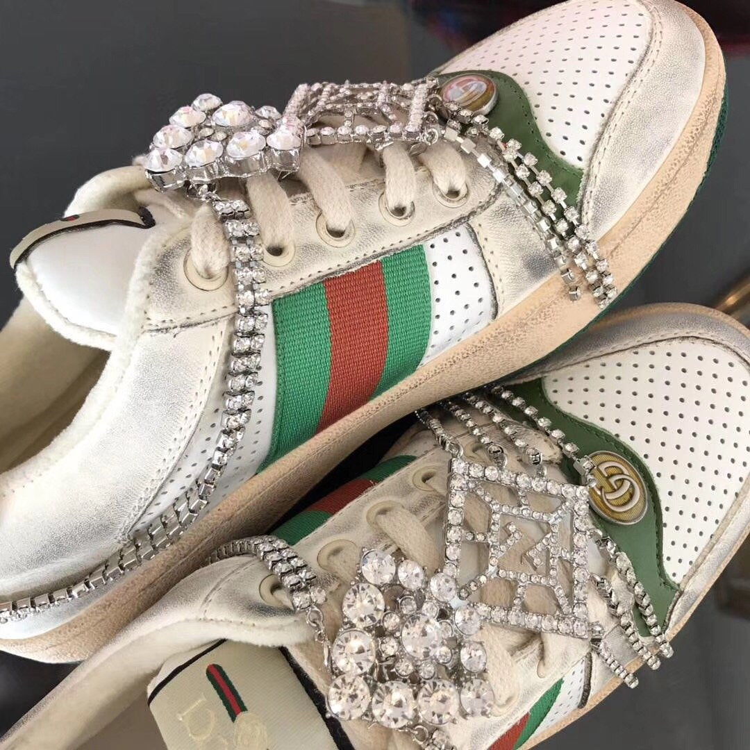 off-white GS canvas-trimmed leather sneakers