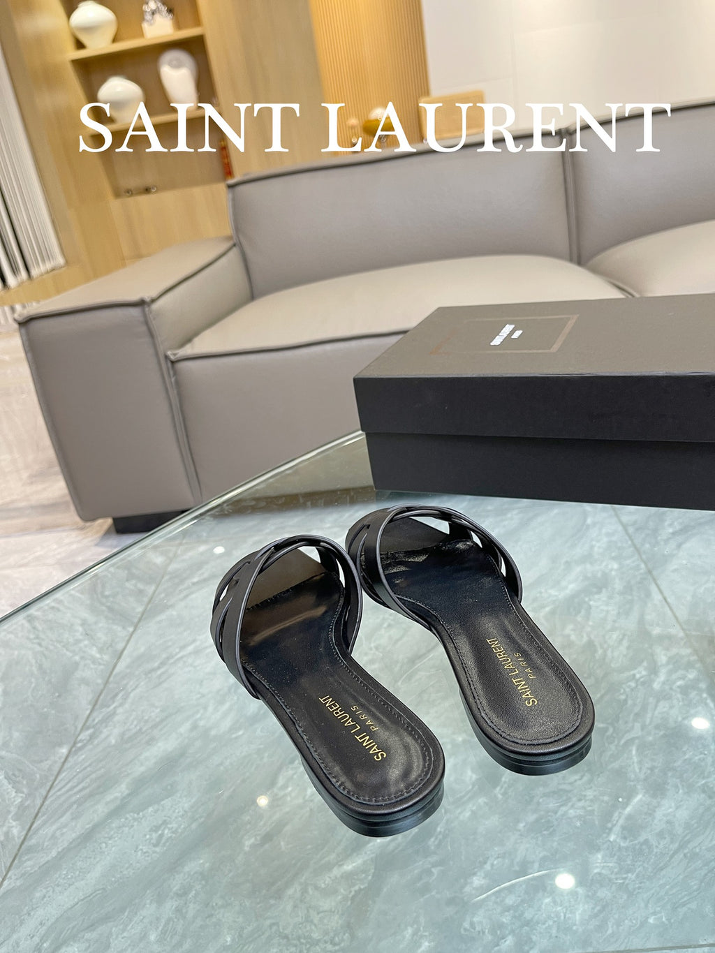 Black YT Mules In Leather