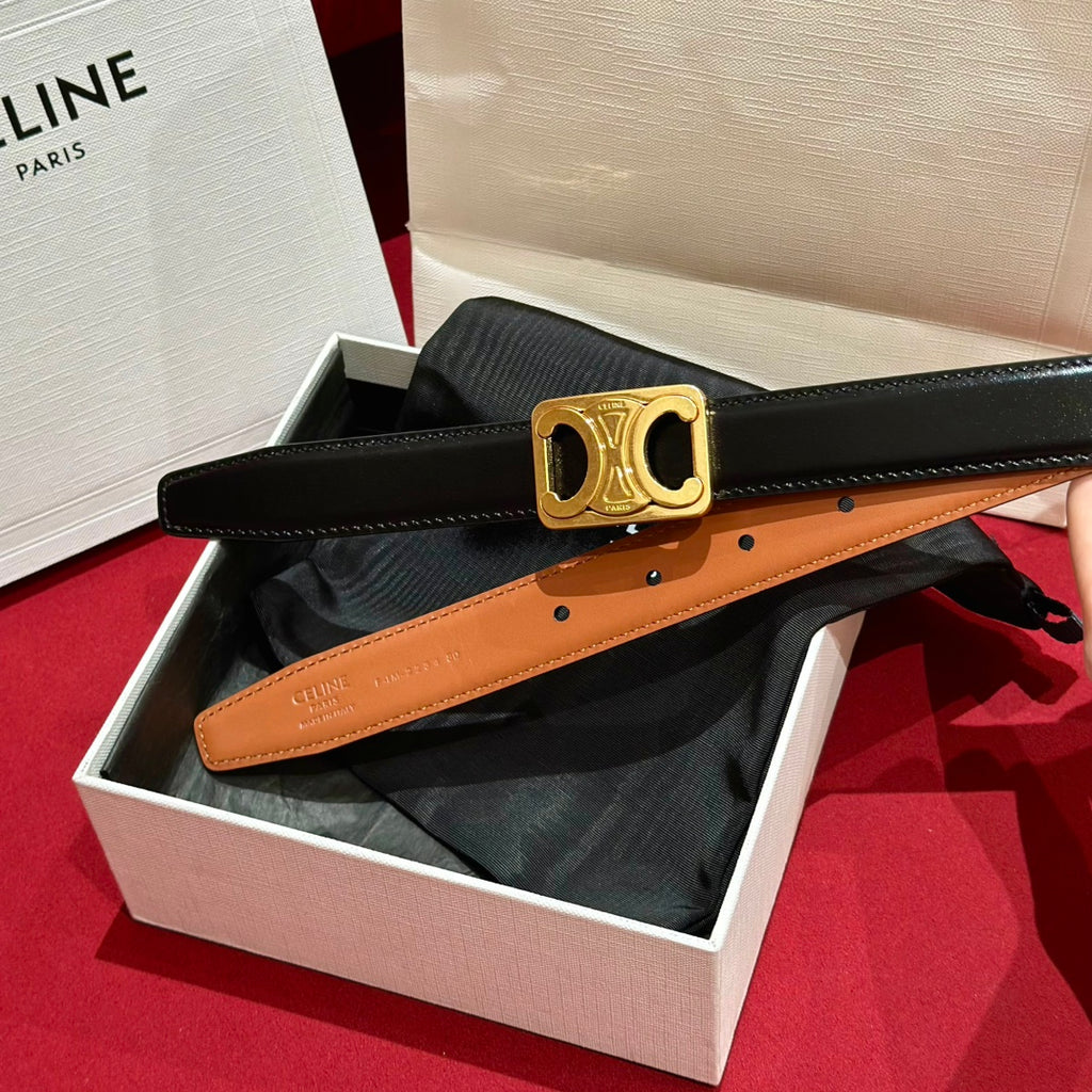 Tan/Black Medium Reversible Framed Triomphe Belt