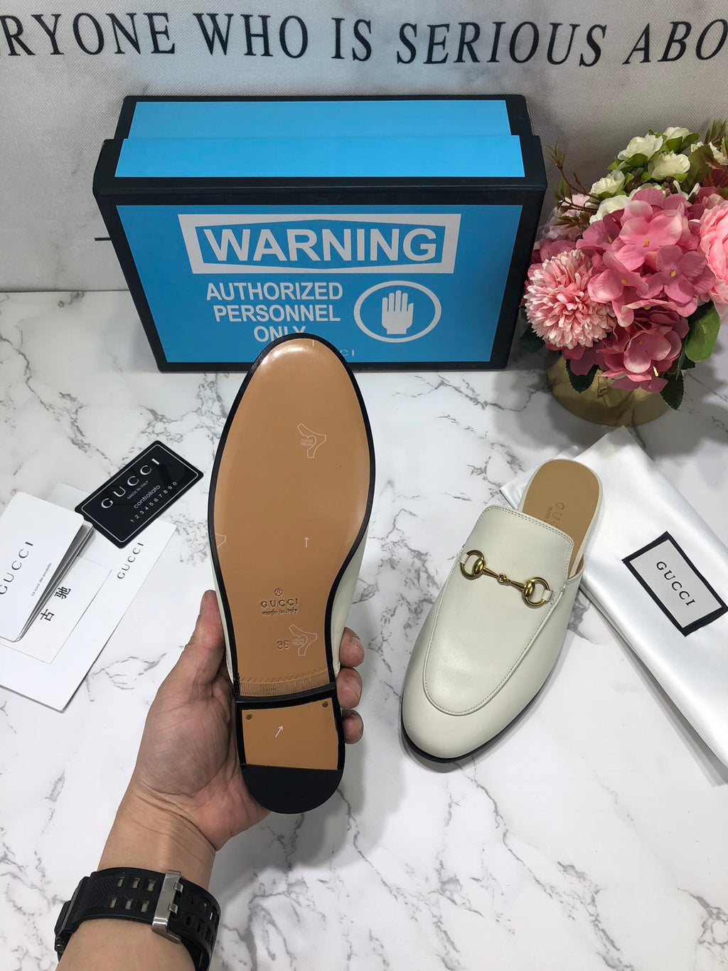 White GP leather slippers