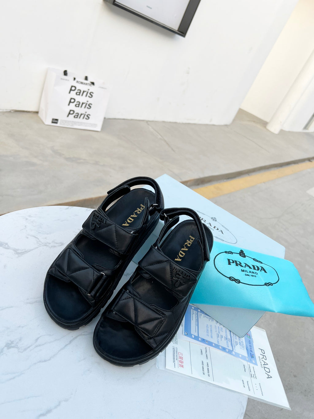 Black Padded leather sandals