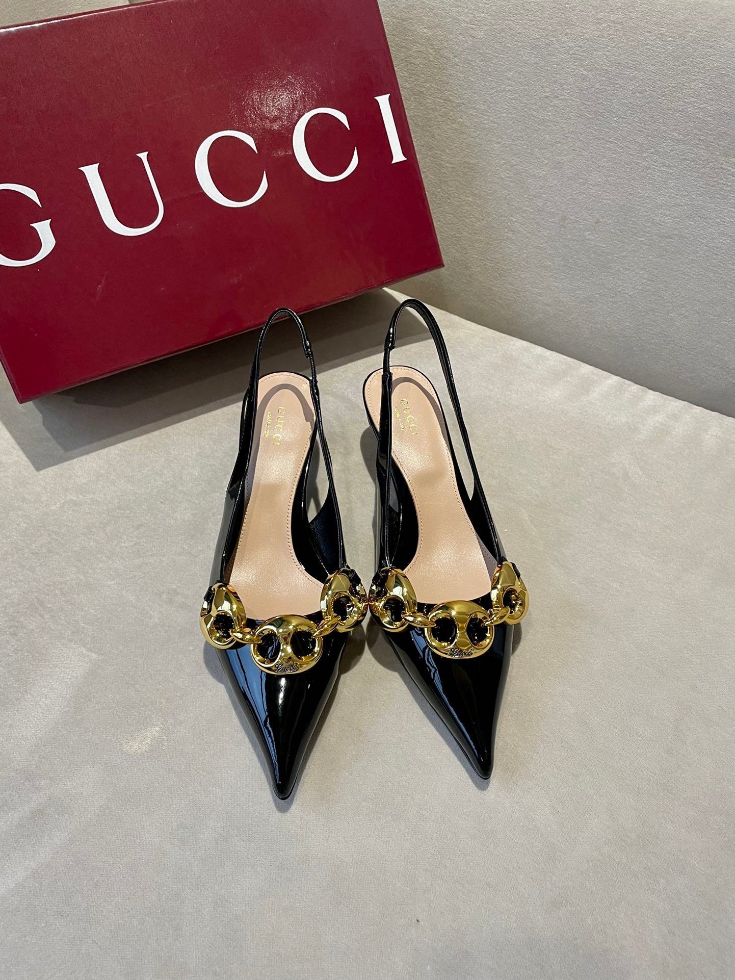 Black Slingback With Chain