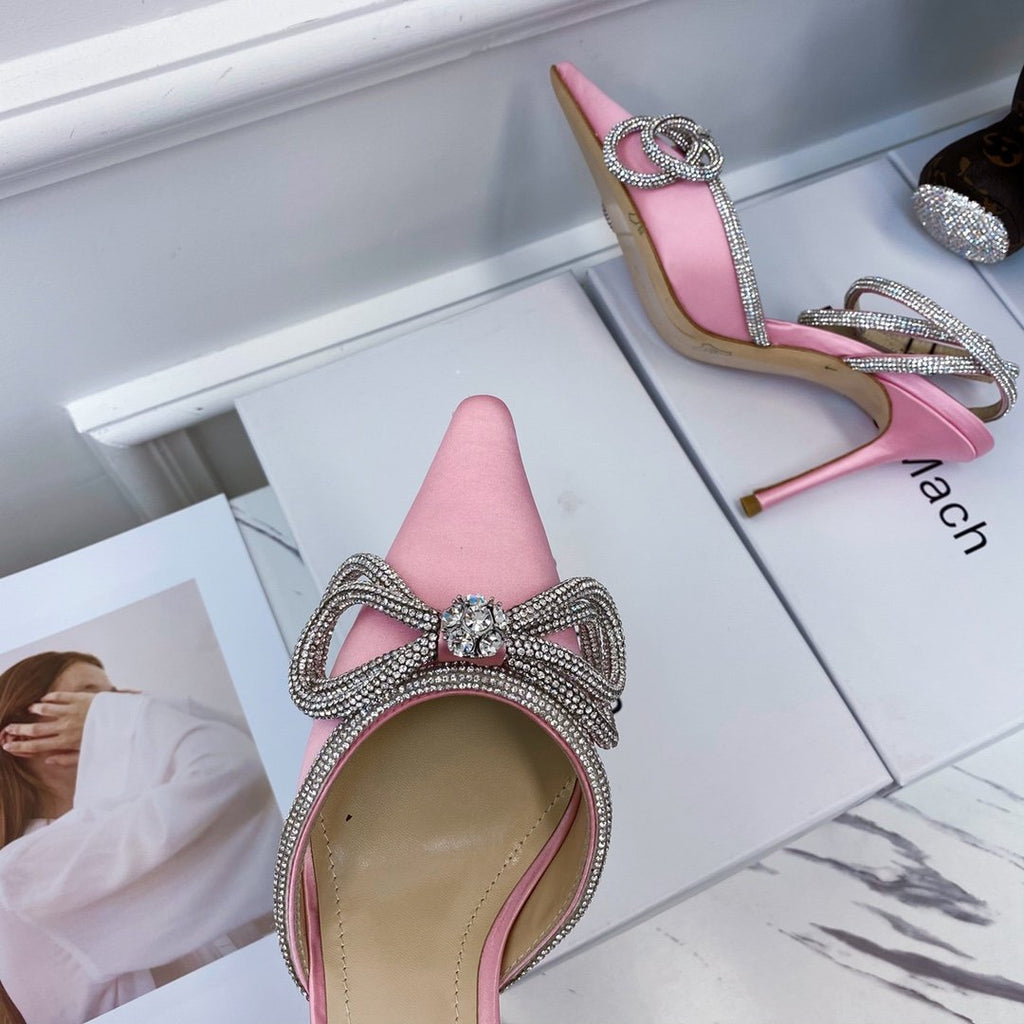 Pink double bow pumps