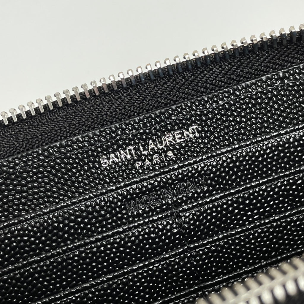 Black Zip-Around Wallet With Silver-Tone Hardware