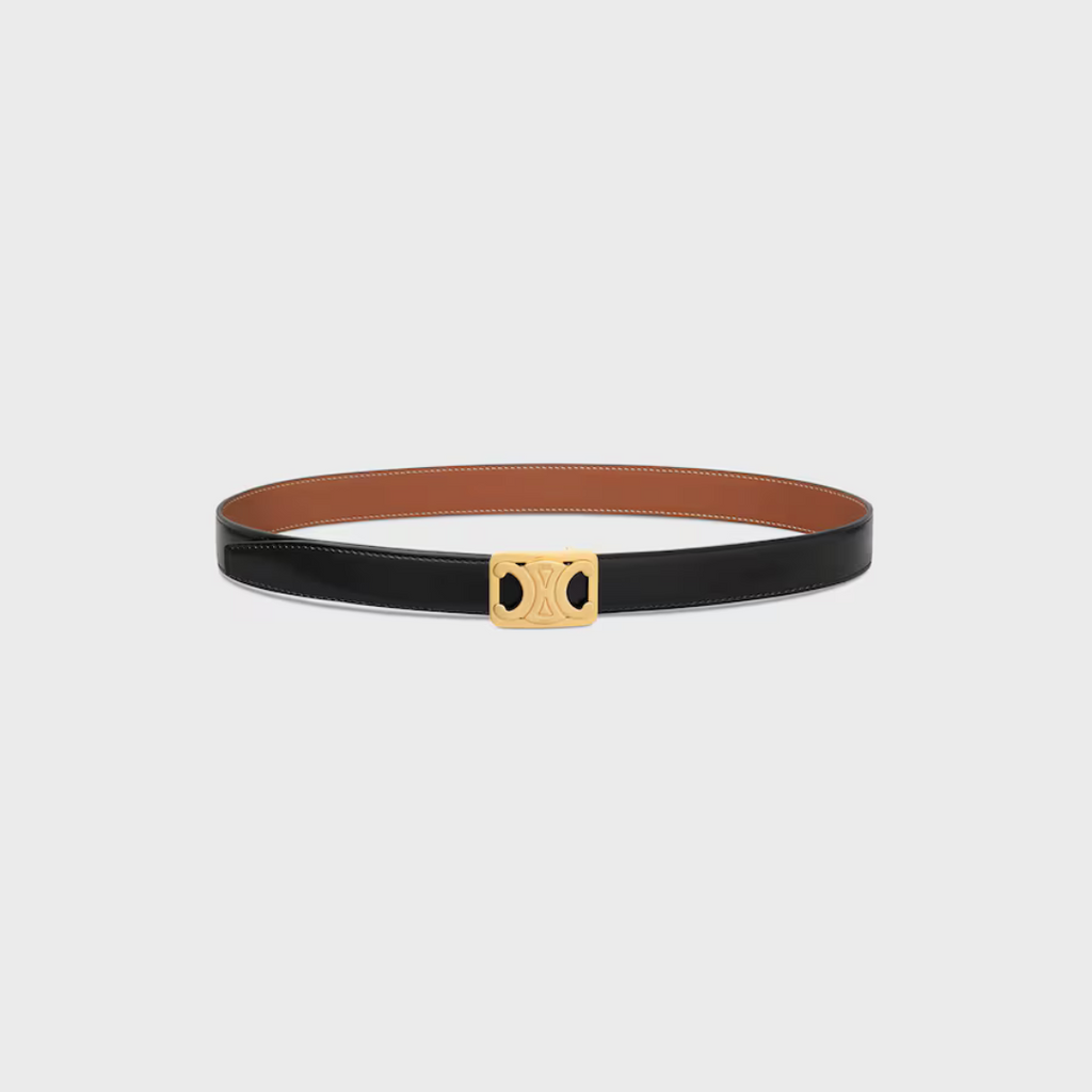 Tan/Black Medium Reversible Framed Triomphe Belt