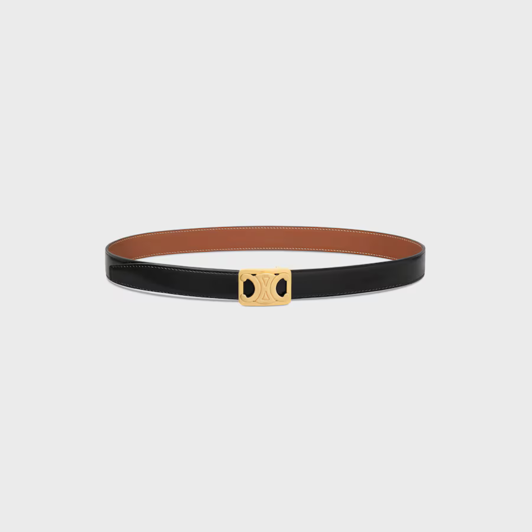 Tan/Black Medium Reversible Framed Triomphe Belt
