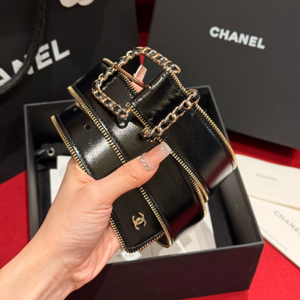 Black & Gold Zipper Belt