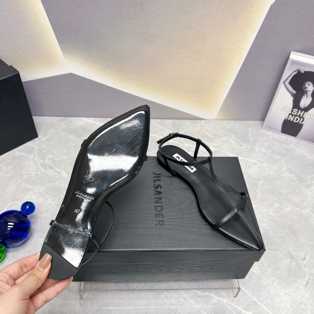 Black JS Flat Sandals