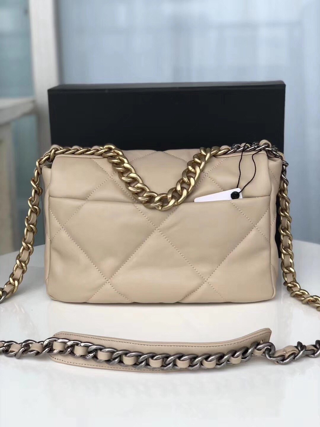 Medium beige 19 flap bag