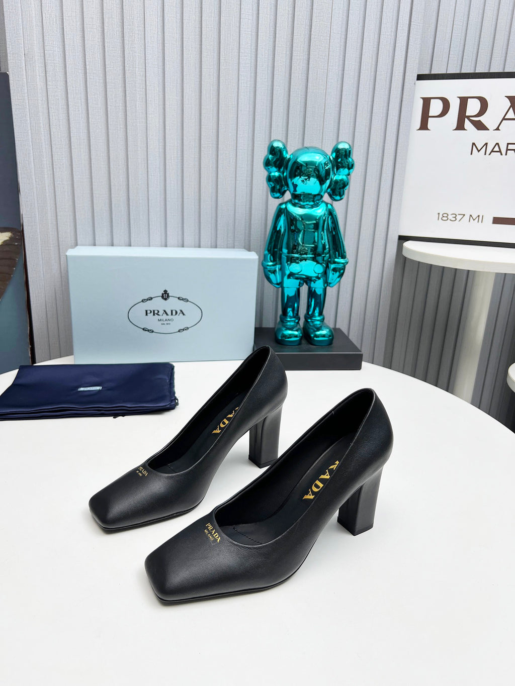 Black Brushed Leather Pumps