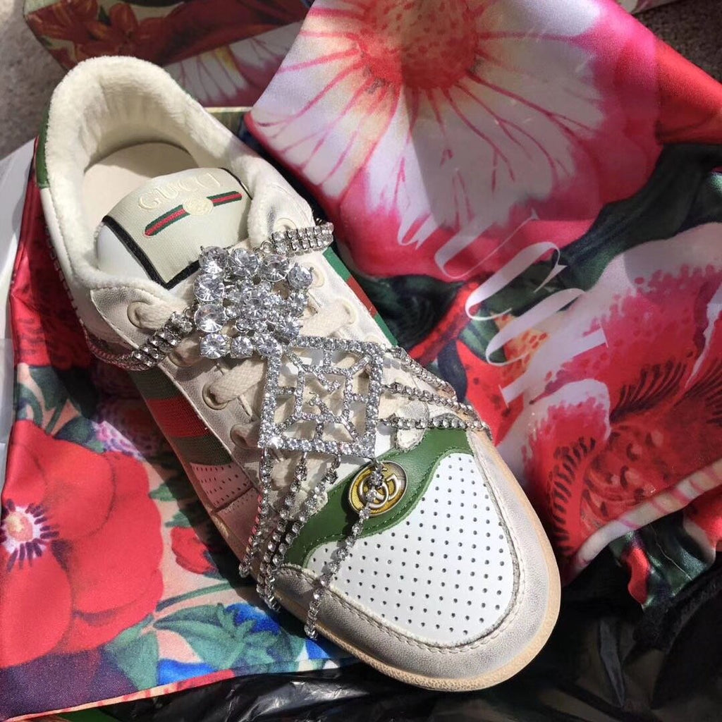 off-white GS canvas-trimmed leather sneakers