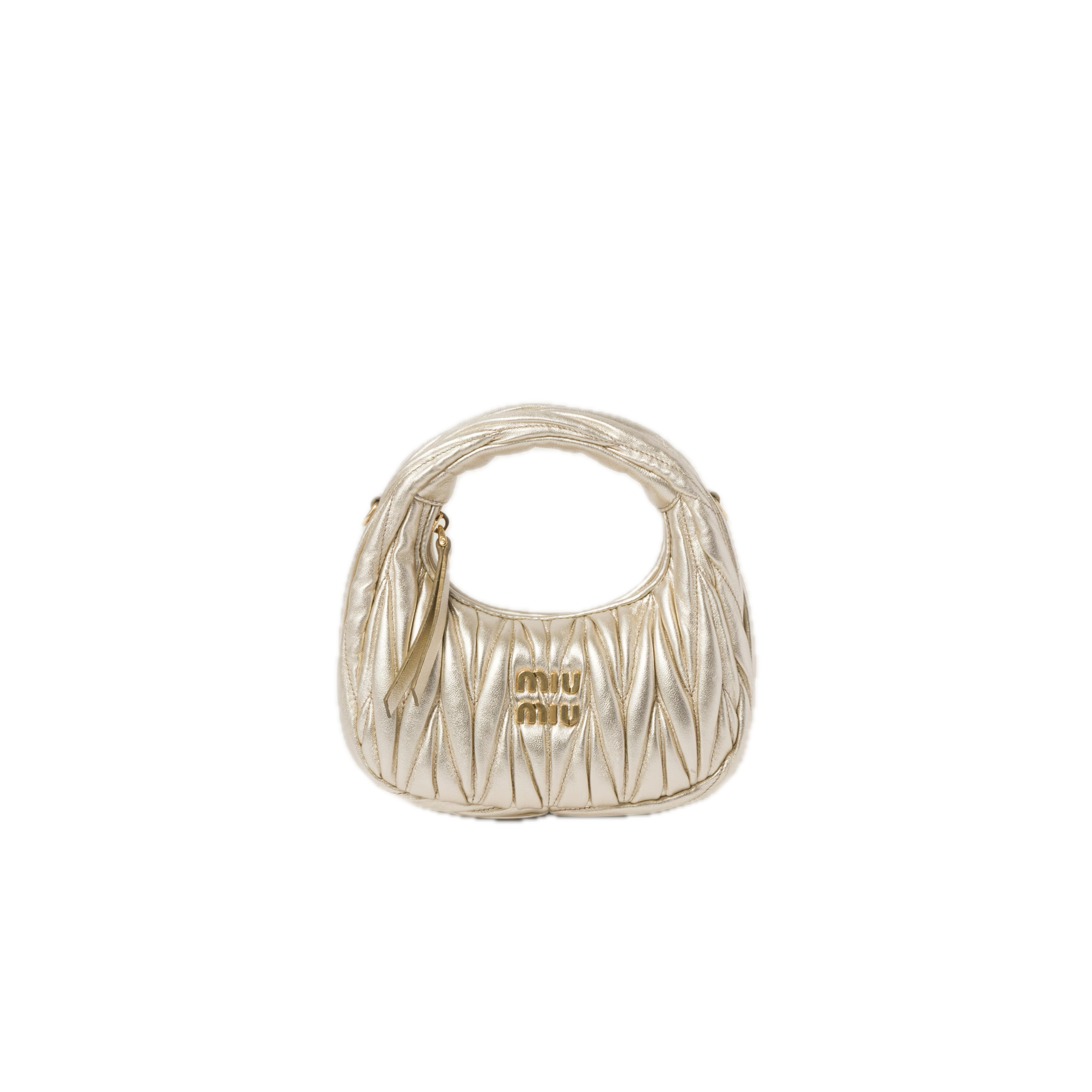 Gold Wander Matelassé Leather Mini Hobo Bag