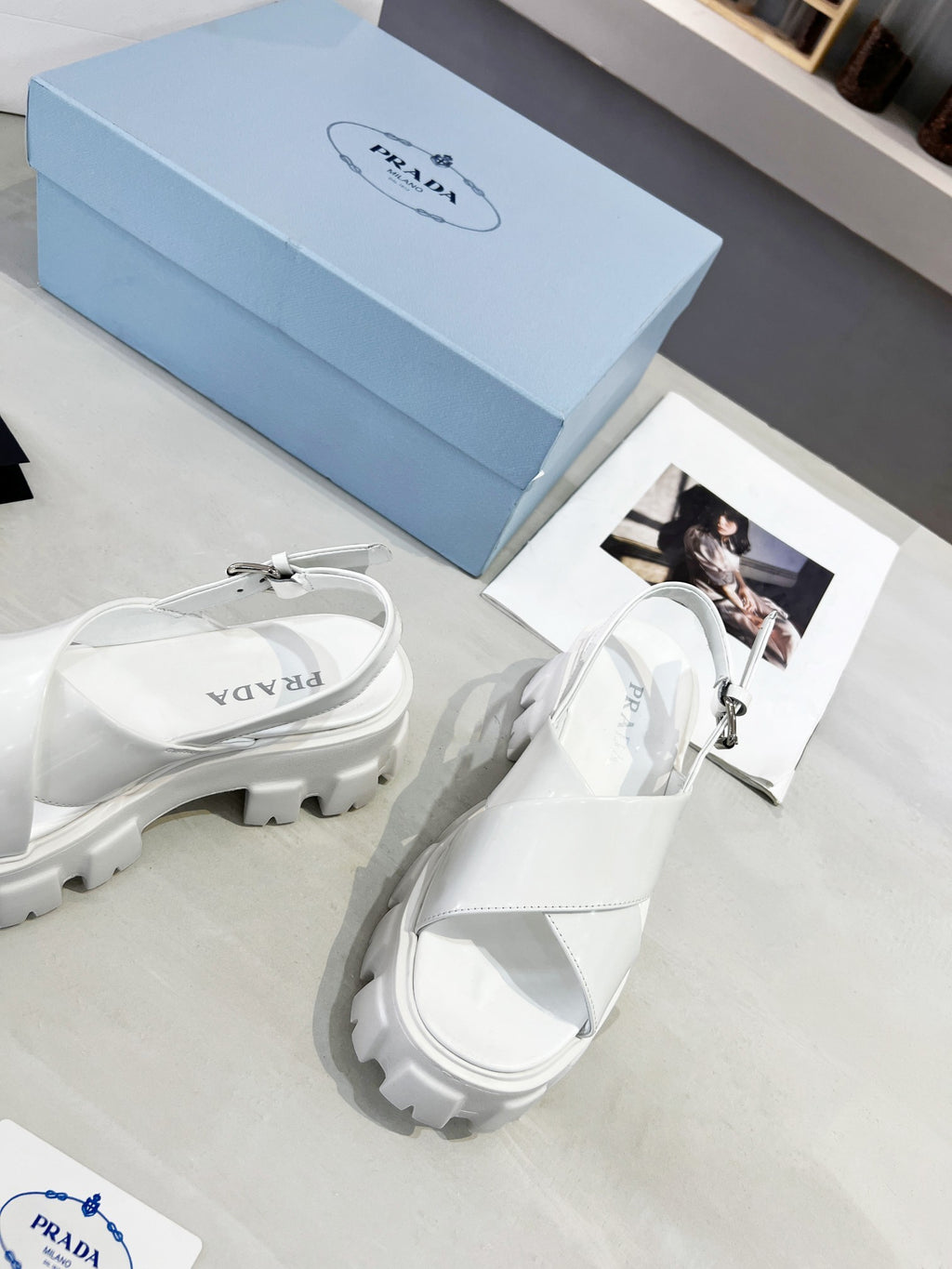 White PM brushed leather sandals