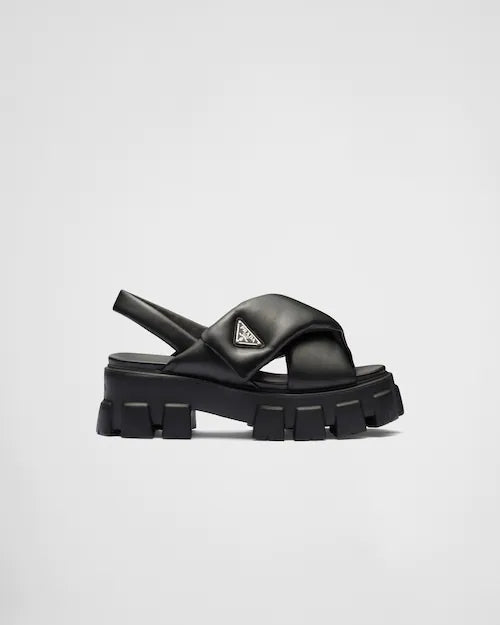 Black P monolith padded leather sandals