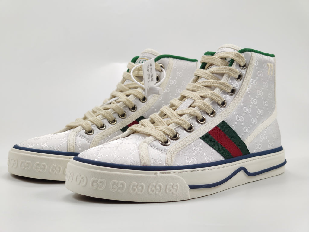 Women's White tennis high top sneaker