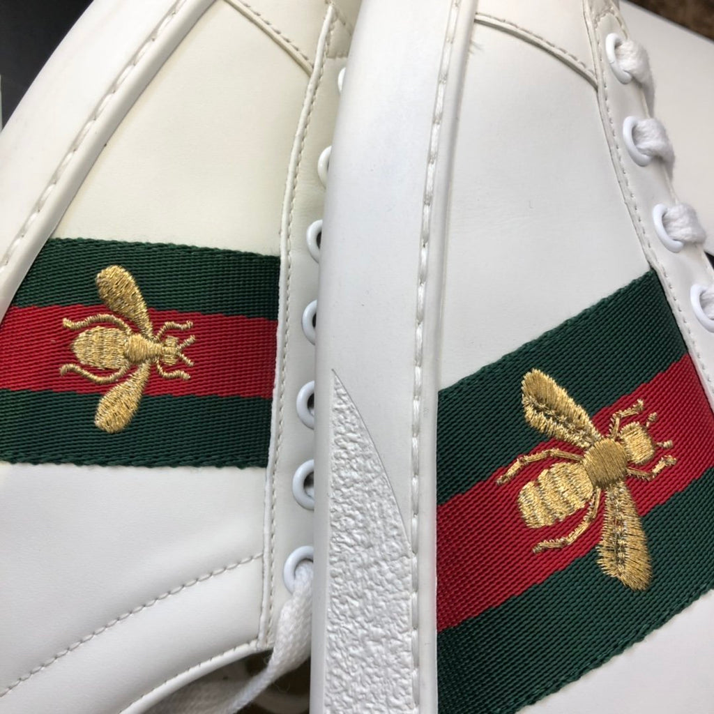 Women's Metallic heel GA embroidered leather sneakers