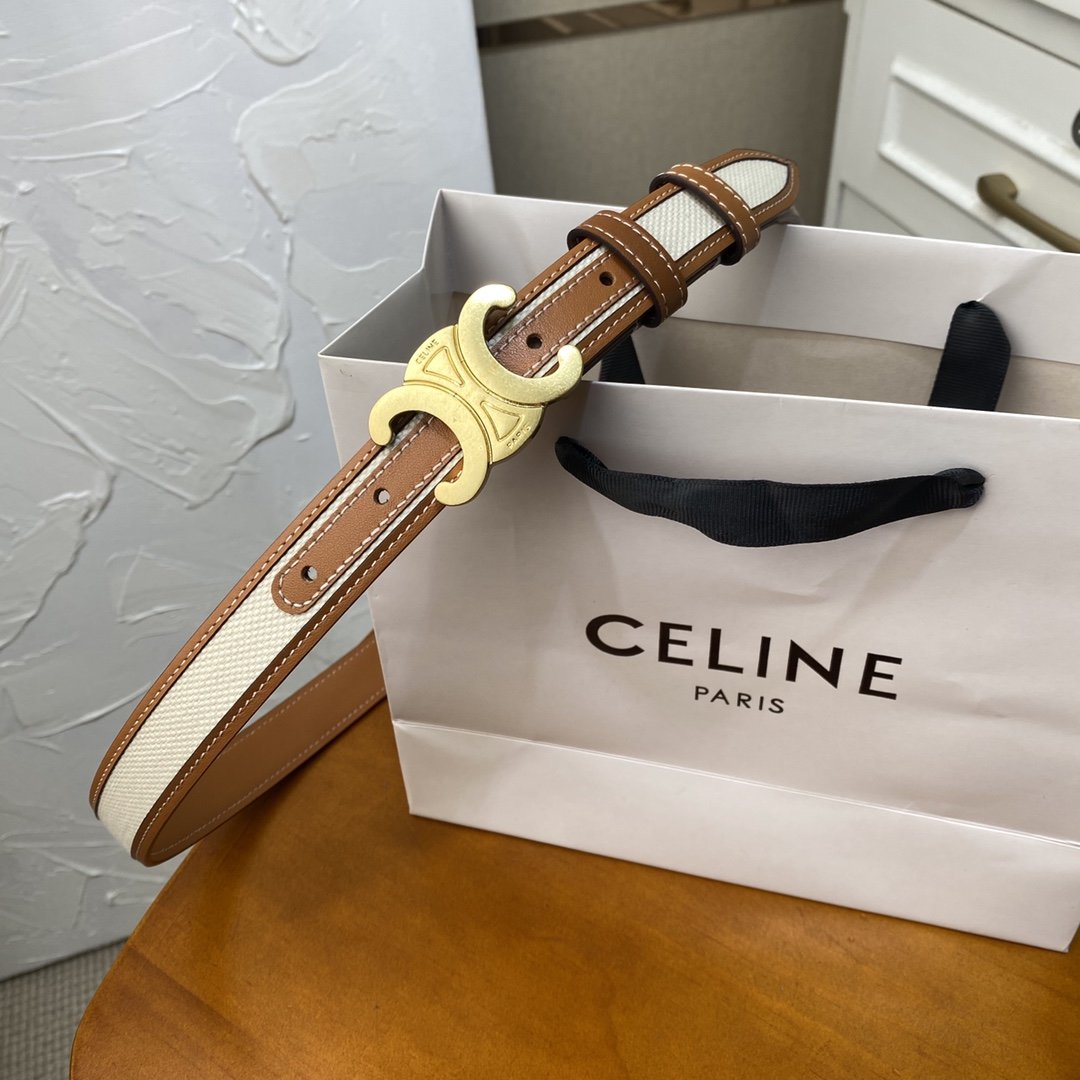 Beige medium triomphe belt