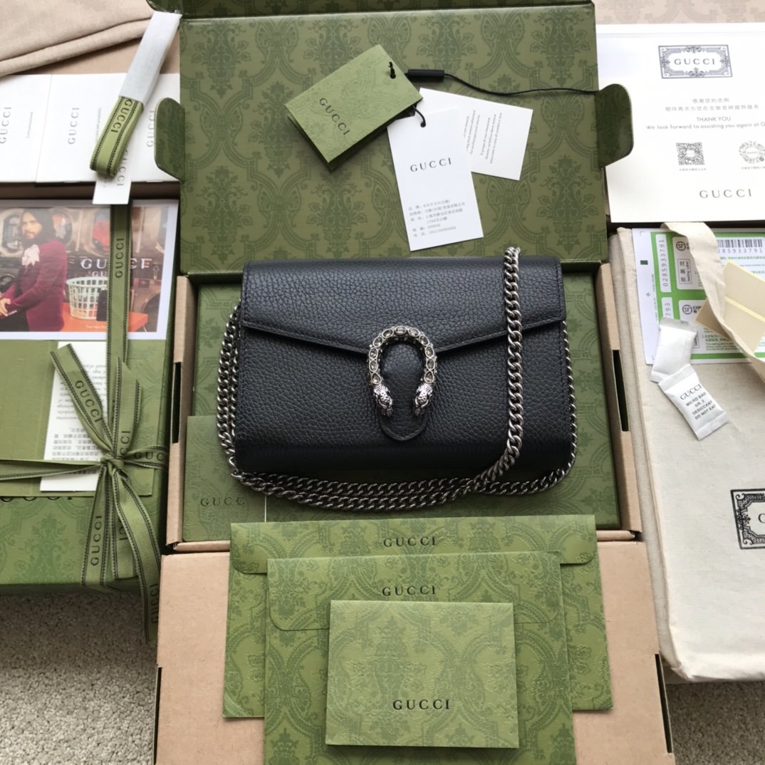 Black DG mini leather chain wallet