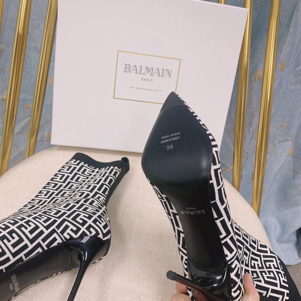 Ivory BB stretch knit Skye ankle boots