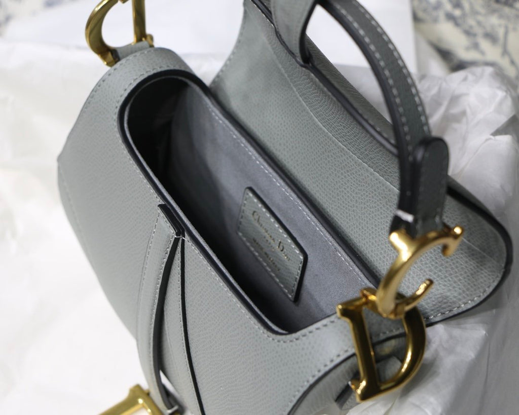 Gray stone DS grain calfskin bag