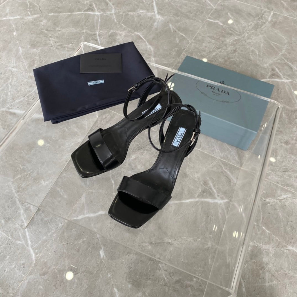 Black PR brushed leather sandals